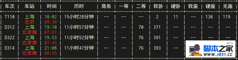 Python火车票查询器