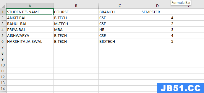 Excel Demo Data