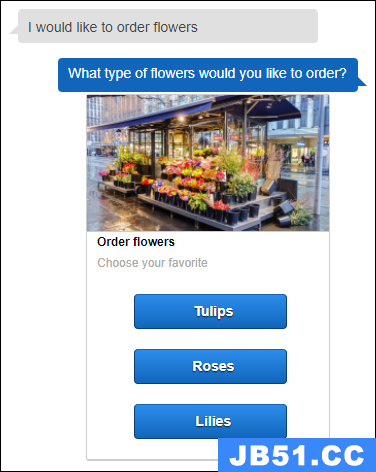 Example of Response card in flowers bot